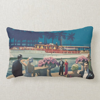 Vintage Art Deco Yacht Boat Cocktail Party Fashion Lumbar Pillow