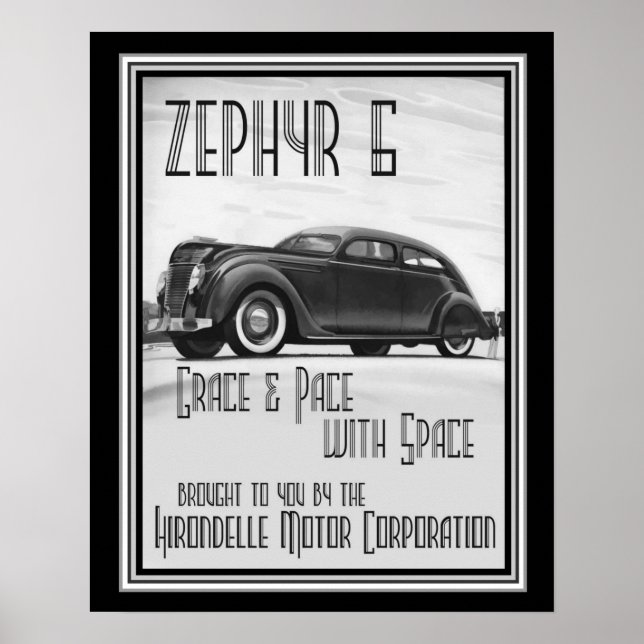 Vintage Art Deco Zephyr 6 Ad 16x20 Poster (Front)