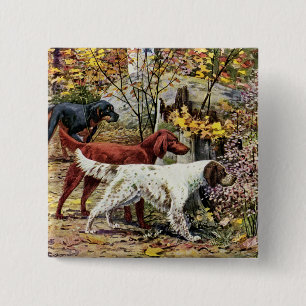 Vintage Art Dog Lovers Setters 2 Inch Square Button