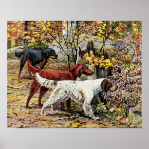Vintage Art Dog Lovers Setters Poster