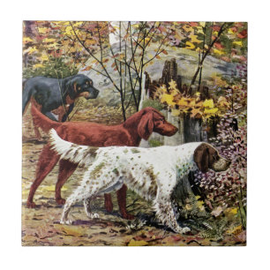 Vintage Art Dog Lovers Setters Tile
