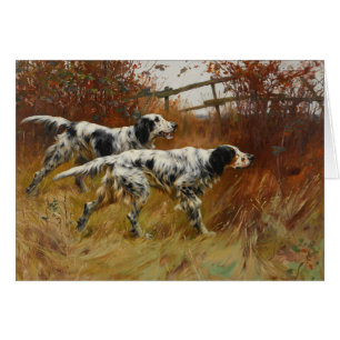 Vintage Art - English Setter Dogs in the Field,