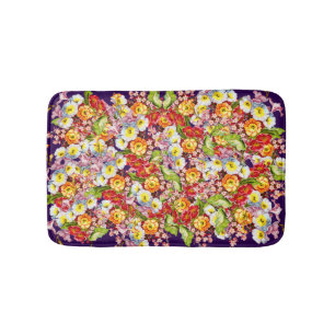 Vintage Art Floral Pattern Spring Flowers Primrose Bath Mat