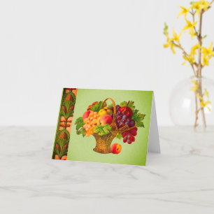 Vintage Art Fruit Basket Blank Note Card