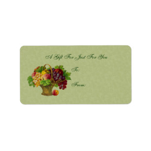 Vintage Art Fruit Basket Gift Tag