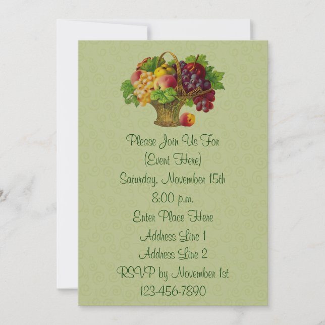 Vintage Art Fruit Basket Party Invitation (Front)