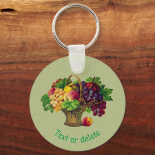 Vintage Art Fruit Basket Personalized Keychain