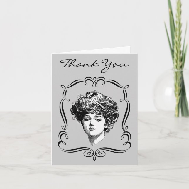 Vintage Art Gibson Girl Thank You Card (Front)