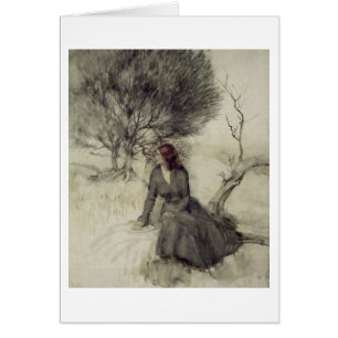 Vintage Art - Girl Beside a Stream,