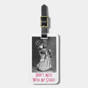Vintage Art Girl With Letter, Personalize Luggage Tag