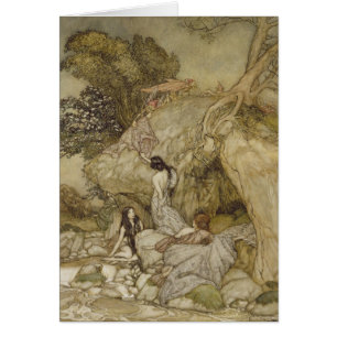 Vintage Art - Girls by a Stream,