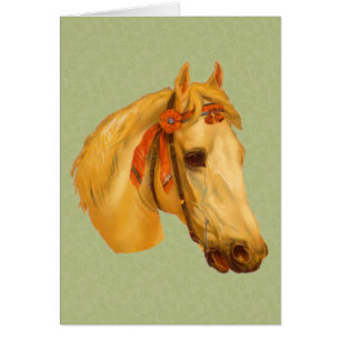 Vintage Art Horse Head Drawing Card