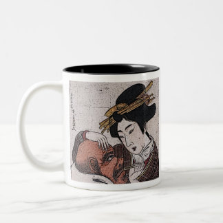 VINTAGE ART JAPANESE Two-Tone COFFEE MUG