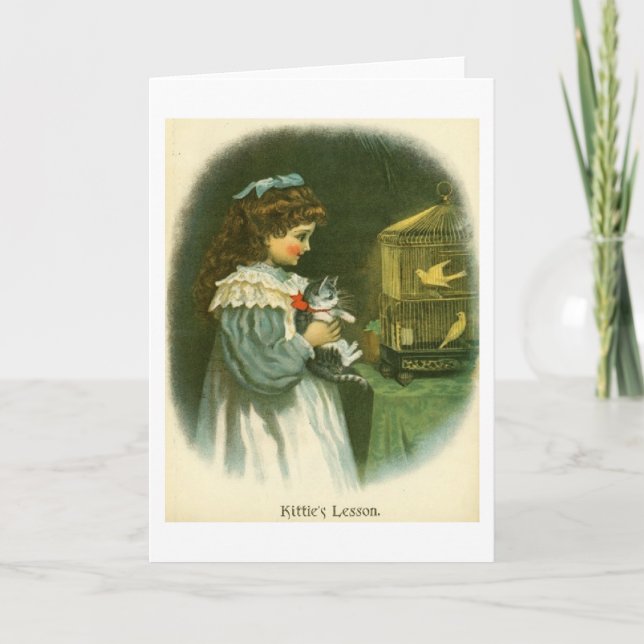 Vintage Art - Kittie's Lesson, Card (Front)
