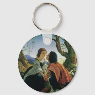 Vintage Art, Lovers at Dusk, Sir Joseph Noel Paton Keychain