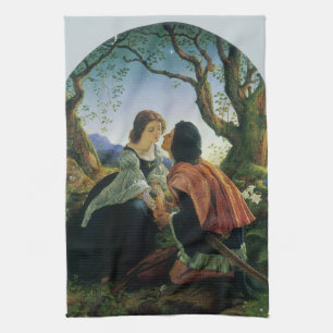 Vintage Art, Lovers at Dusk, Sir Joseph Noel Paton Kitchen Towel