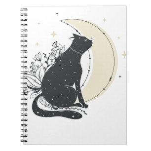 Vintage Art Moon Cat Notebook
