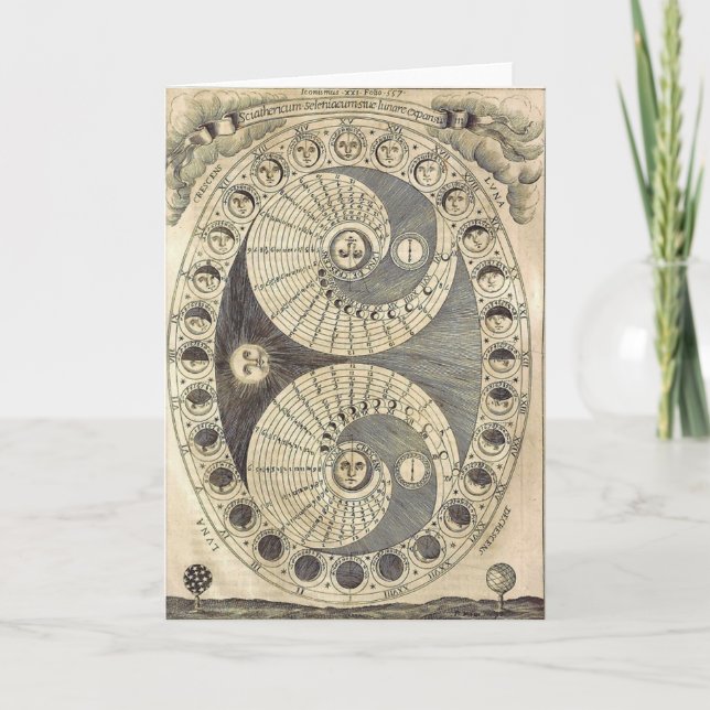 Vintage Art Moonchart - phases of moon Card (Front)