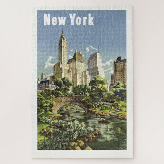 Vintage Art New York City Travel Illustration Jigsaw Puzzle