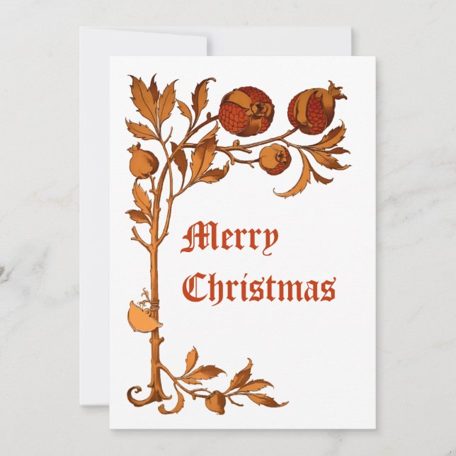 Vintage Art Nouveau 1886 Pomegranate Christmas Holiday Card (Front)