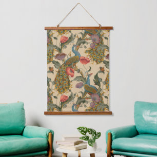 Vintage Art Nouveau 1890 The Peacock Pattern Hanging Tapestry