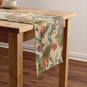 Vintage Art Nouveau 1890 The Peacock Pattern Short Table Runner