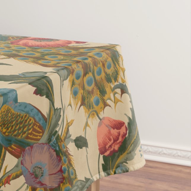 Vintage Art Nouveau 1890 The Peacock Pattern Tablecloth (In Situ)