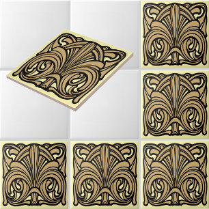 Vintage Art Nouveau 1923 Foliage Ornament Frieze Tile
