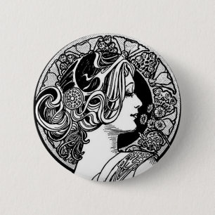 Vintage Art Nouveau 2 Inch Round Button