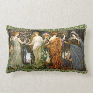 Vintage Art Nouveau 4 Seasons by Walter Crane Lumbar Pillow