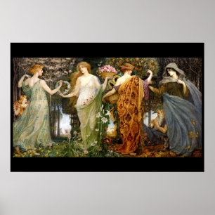 Vintage Art Nouveau 4 Seasons by Walter Crane Poster