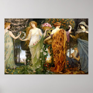 Vintage Art Nouveau 4 Seasons by Walter Crane Poster