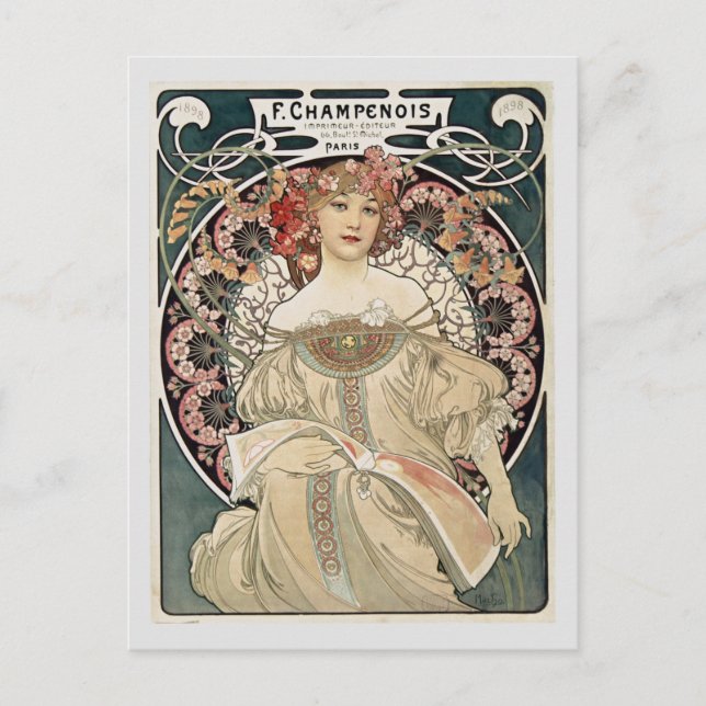 Vintage Art Nouveau Alphonse Mucha Art Painting Postcard (Front)