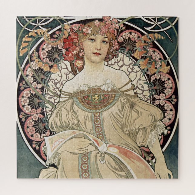 Vintage Art Nouveau Alphonse Mucha Illustration Jigsaw Puzzle (Vertical)