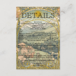 Vintage Art Nouveau and Art Deco Nature Wedding Enclosure Card