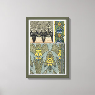Vintage Art Nouveau Arrowhead Garden Flowers Canvas Print