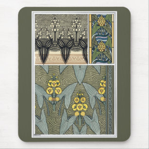 Vintage Art Nouveau Arrowhead Garden Flowers Mouse Pad