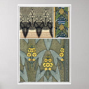 Vintage Art Nouveau Arrowhead Garden Flowers Poster