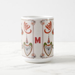Vintage Art Nouveau Art by Mucha, Monogram, Letter Magic Mug