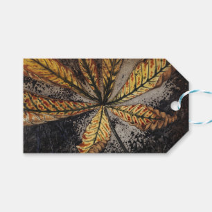 Vintage Art Nouveau Autumn Chestnut Leaf Print Gift Tags