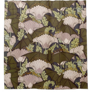 Vintage Art Nouveau Bat and Poppy Floral Pattern