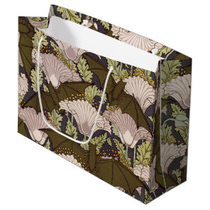 Vintage Art Nouveau Bat and Poppy Floral Pattern Large Gift Bag