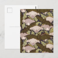 Vintage Art Nouveau Bat and Poppy Floral Pattern