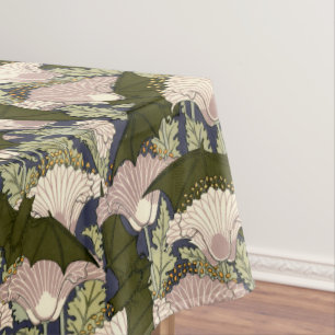 Vintage Art Nouveau Bats And Poppies Pattern Tablecloth