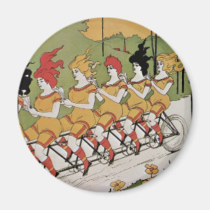 Vintage Art Nouveau, Bearings Tandem Bicycle Magnet