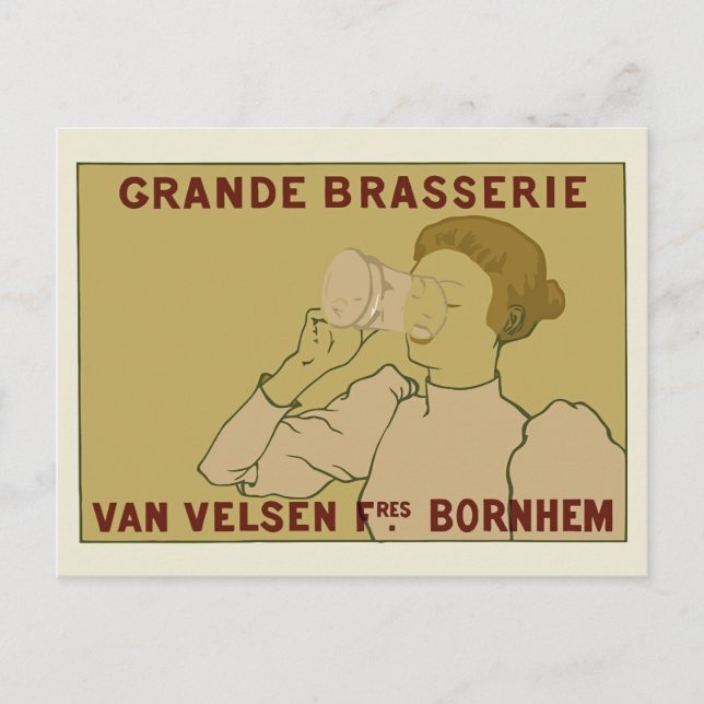 Vintage Art Nouveau Belgian Beer ad Postcard (Front)