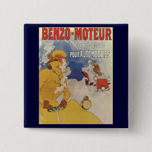 Vintage Art Nouveau, Benzo Moteur by Jules Cheret 2 Inch Square Button