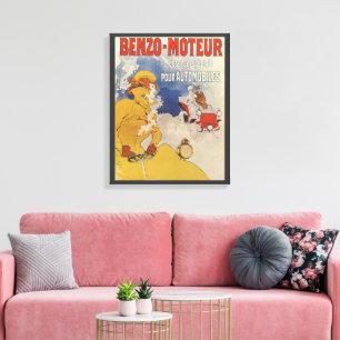 Vintage Art Nouveau, Benzo Moteur by Jules Cheret Canvas Print