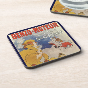 Vintage Art Nouveau, Benzo Moteur by Jules Cheret Coaster