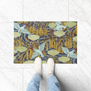 Vintage Art Nouveau Bird & Marsh Nature Pattern Doormat